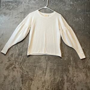 Nation LTD Sz XS White Puff Long Sleeve Snap Sleeve Tee‎ Women's